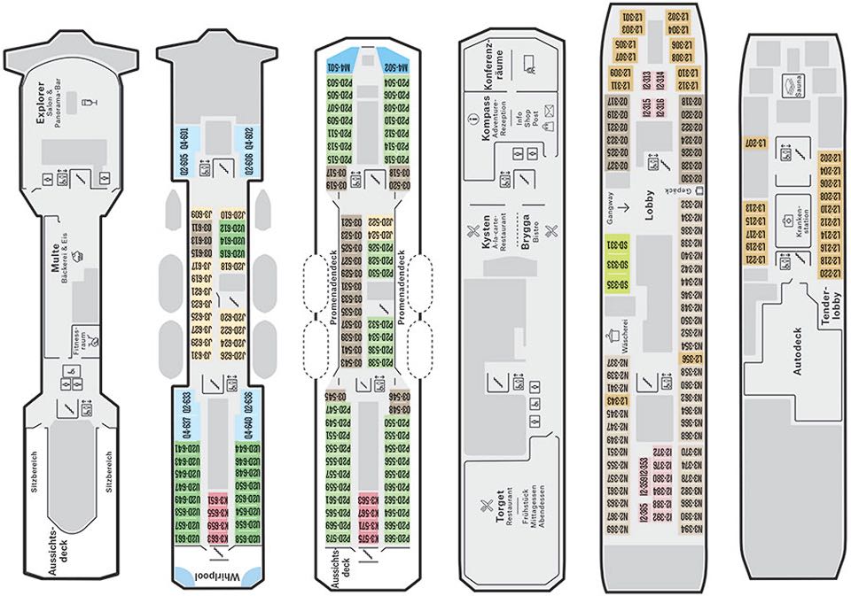 Kabinenplan des Expeditionsschiffs MS Spitsbergen